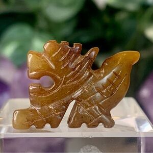 Hand Carved Jade Chinese Zodiac Dragon Animal Bead Stone Beast Figurine 20th C.
